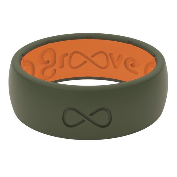 Groove Life Groove Life Men's Edge Round Green/Orange Ring Silicone Water Resistant Size 12 - R1-010-12