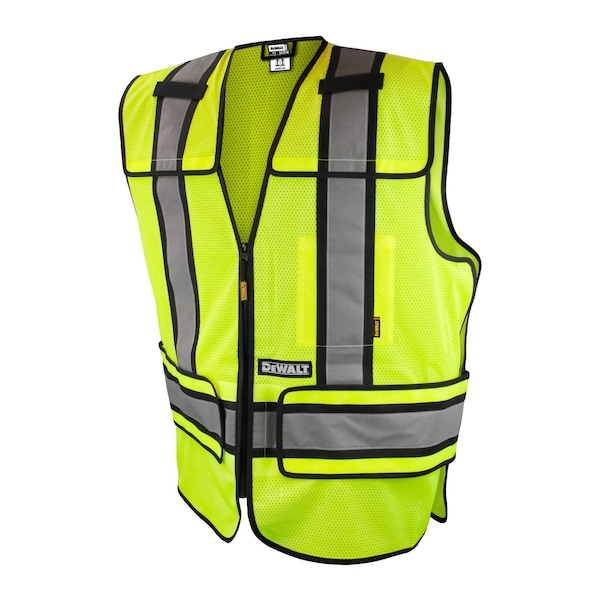 Dewalt Hi-Vis Breakaway Adjustable Vest 4XL-6X Class 2 , Zip-N-Rip Closure 2 Mic Tab - DSV421-4X/6X