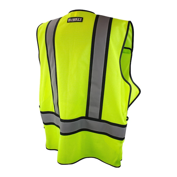 Dewalt Hi-Vis Breakaway Adjustable Vest 4XL-6X Class 2 , Zip-N-Rip Closure 2 Mic Tab - DSV421-4X/6X