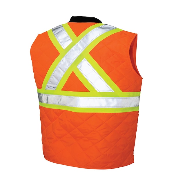 Tough Duck Hi-Vis Quilted Safety Vest L Class 2 X Back, , Zipper 3 Pockets - SV051