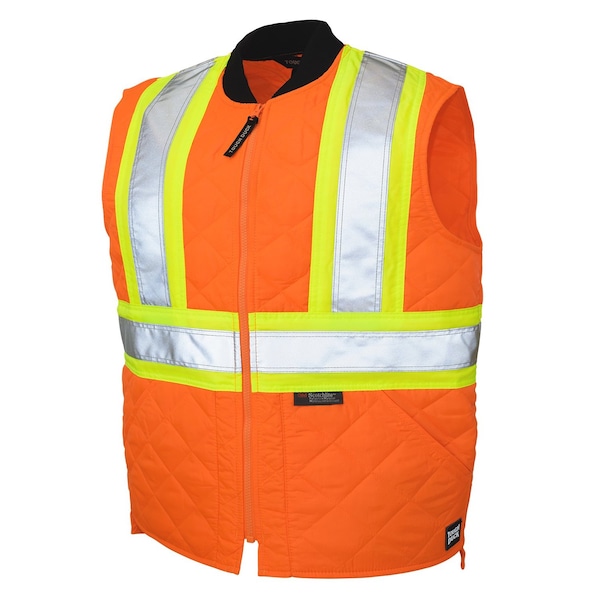 Tough Duck Hi-Vis Quilted Safety Vest L Class 2 X Back, , Zipper 3 Pockets - SV051