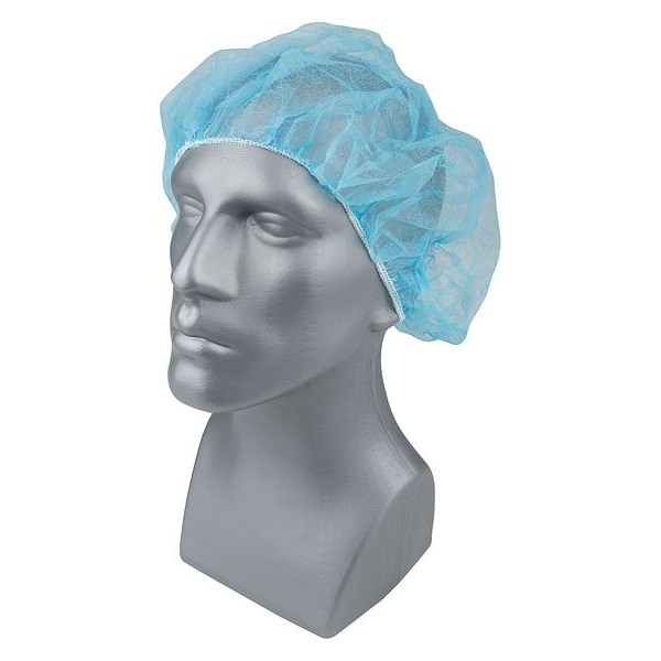 Condor Bouffant Cap, Polypropylene, 24 in Dia., Blue, L, 1000 PK - 23KX20
