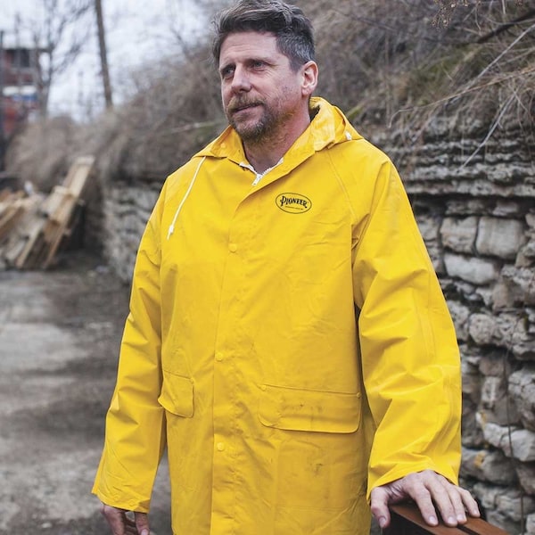 Pioneer PVC Rainsuit, Yellow, XL, Polyester|PVC, 0.35 mm Thick, Detachable, Yellow, XL - V3010460U-XL