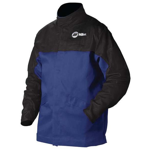 Miller Electric Combo Weld Jkt, Royal/Blk, Ctn/Leather, XL - 231083