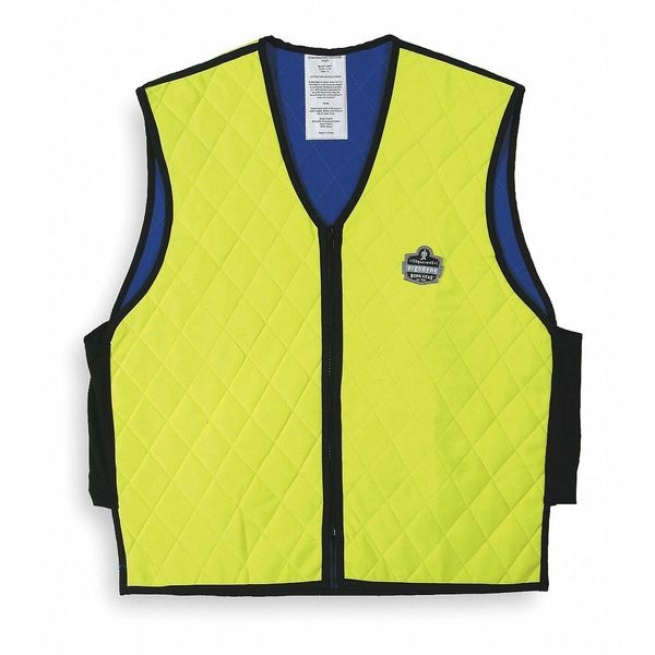 Ergodyne Cooling Vest, Evaporative-Soak, Quilted Nylon w/ Mesh Sides, Up to 4 Hr Cooling Time, Lime, XL - 6665