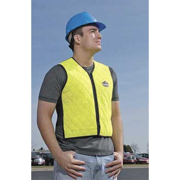 Ergodyne Cooling Vest, Evaporative-Soak, Quilted Nylon w/ Mesh Sides, Up to 4 Hr Cooling Time, Lime, XL - 6665