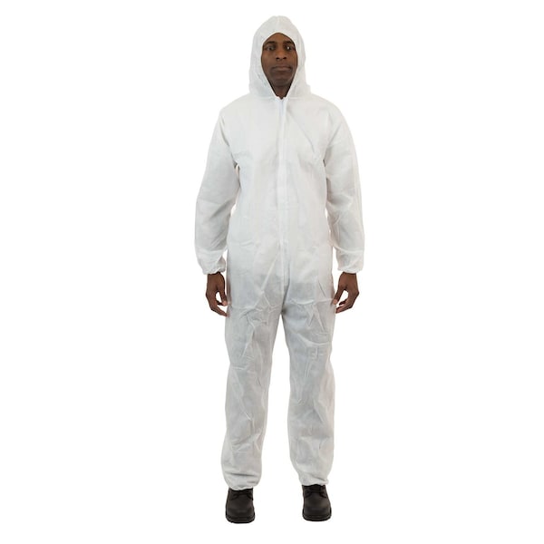 International Enviroguard Disposable Coverall, Hooded, 2XL, SMS, Zipper, Elastic Cuff, Elastic Ankle, Serged Seam - 2225