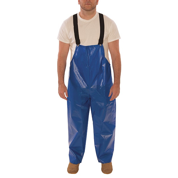 Tingley Rain Bib Overall, Polyurethane, 30 in Inseam, 10 mil Thickness, Blue, L - O22001