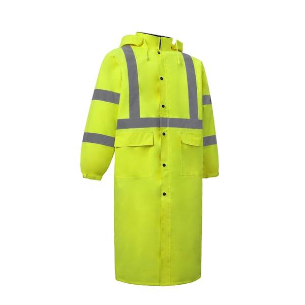 2W International Hi-Vis Rain Coat, 100% Polyester Oxford with PU coating, Class 3 Lime, 2XL - 650C-3 2XL
