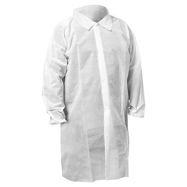 Kleenguard KleenGuard KGA10 Standard Lab Coat, Non-Hazardous, Not Applicable, Snaps Closure, White, XL, 50 PK - 67321