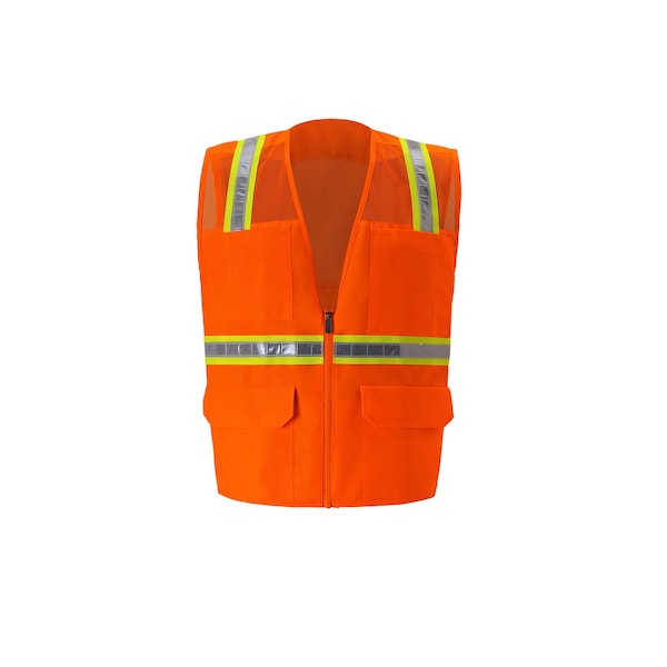2W International Hi-Vis Safety Vest 4XL H Back, , Zipper 6 Pockets - 8038-M 4XL