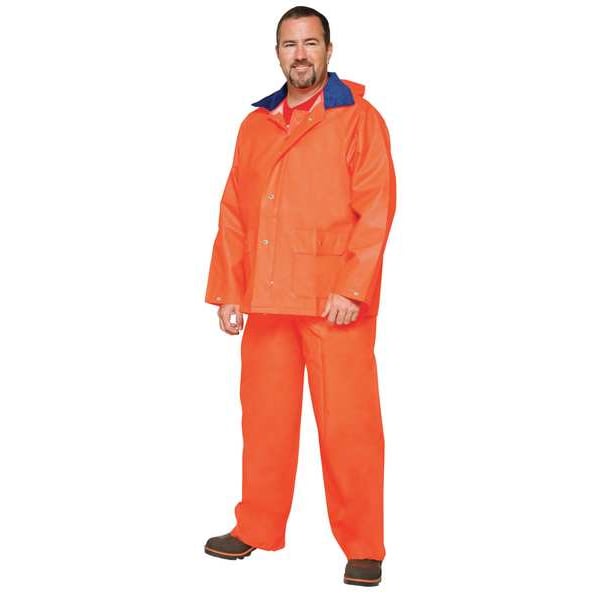 Tingley 2-Piece Rainsuit, PVC, 0.35 mil Thick, Attached, Orange, 2XL - S63219