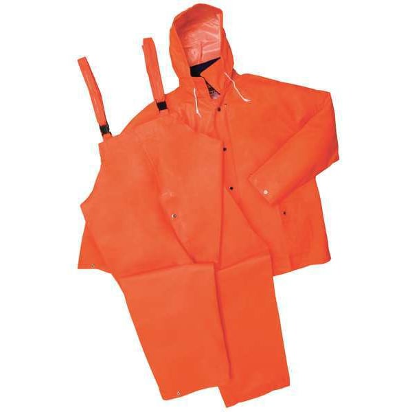 Tingley 2-Piece Rainsuit, PVC, 0.35 mil Thick, Attached, Orange, 2XL - S63219