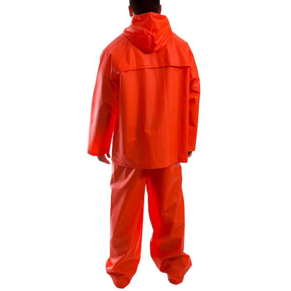 Tingley 2-Piece Rainsuit, PVC, 0.35 mil Thick, Attached, Orange, 2XL - S63219