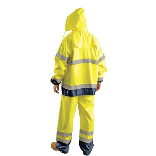 Occunomix Rain Jacket with Zip Rollaway Hood, Polyester, Class 3 R, Yellow, 2XL - LUX-TJR-Y2X