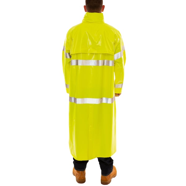 Tingley Flame Resistant Rain Coat, PVC, Class 3 R, Green/Yellow, XL - C53122