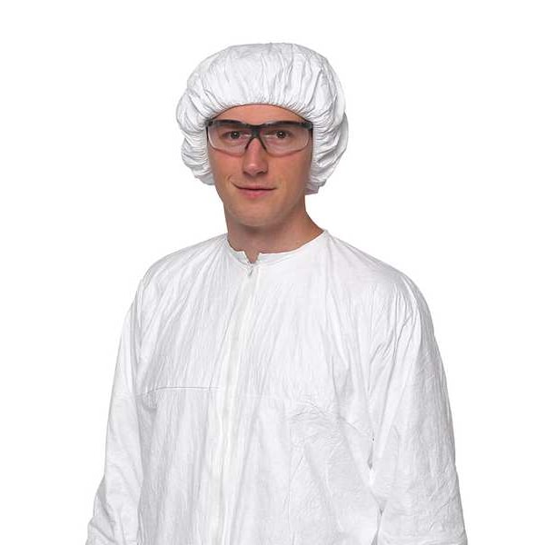 Dupont Bouffant Cap, Tyvek(R) IsoClean(R), 21.5 in Dia., White, M, 250 PK - IC729SWH0002500B