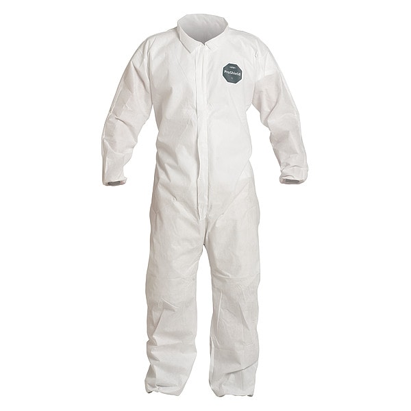 Dupont Disposable Coverall, Collared, 2XL, SMS, Zipper, Elastic Cuff, Elastic Ankle, Serged Seam, 25 PK - PB125SWH2X002500