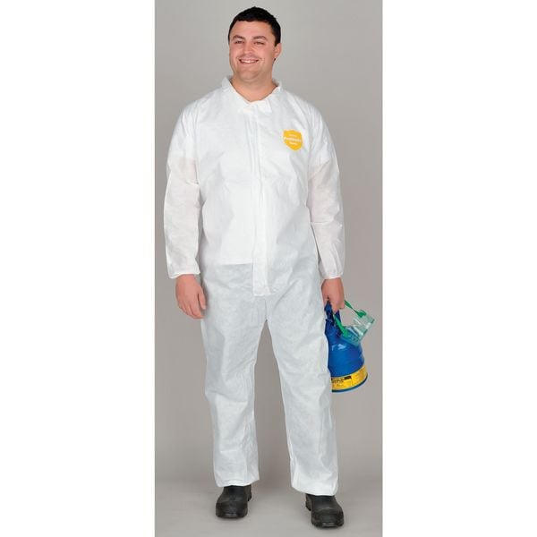 Dupont Disposable Coverall, Collared, 2XL, SMS, Zipper, Elastic Cuff, Elastic Ankle, Serged Seam, 25 PK - PB125SWH2X002500
