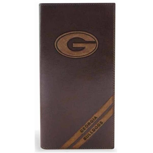 Zeppelinproducts ZeppelinProducts UGA-IWD4-BRW Georgia Secretary Debossed Leather Wallet - UGA-IWD4-BRW
