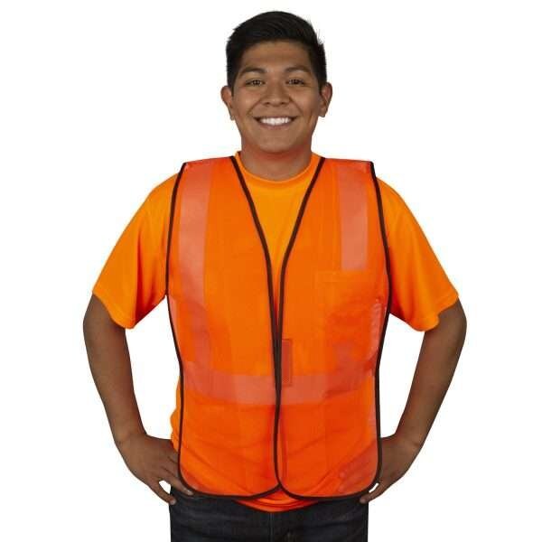 Cor-Brite Safety Vest, Non Rated, Orange Mesh - V100