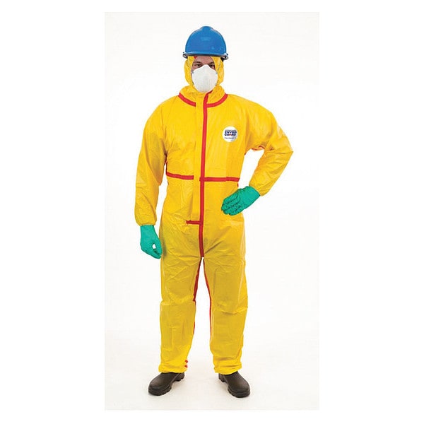 International Enviroguard Chem Splash Coverall w Hood, S, Yellow, PK6, S, 6 PK, Yellow - 7015YT