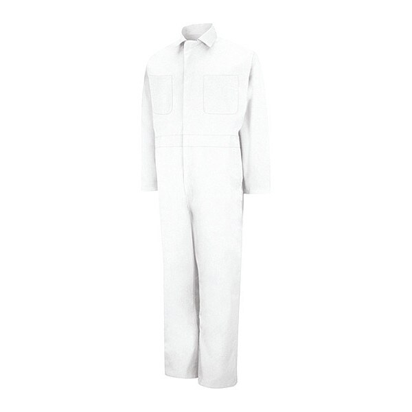 Red Kap Mns Ls White Action Back Coverall, White, Size 52 Long - CT10WH LN 52