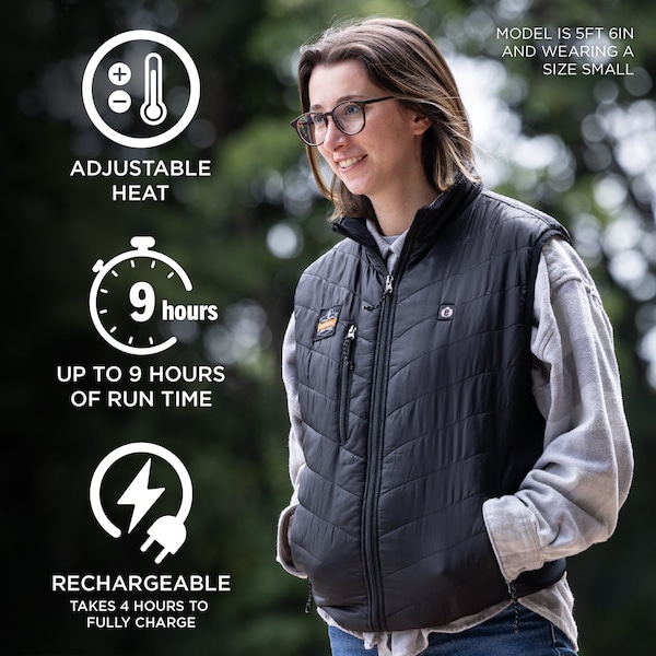 Ergodyne Rechargeable Heated Vest with Battery, Black, Size L - 6495