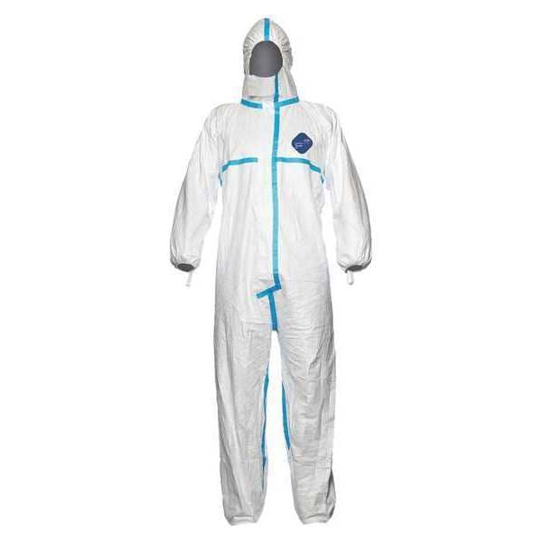 Dupont Disposable Coverall, Hooded, L, Tyvek(R) 600, Adhesive, Elastic Cuff, Elastic Ankle, Taped Seam - TY198TWHLG0025PI