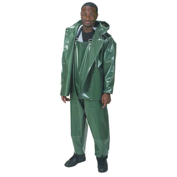Condor Rain Bib Overall, Nylon/Polyurethane, 30 in Inseam, 38 in to 40 in Waist, 0.25 mm Thickness, Green - 4PCN4