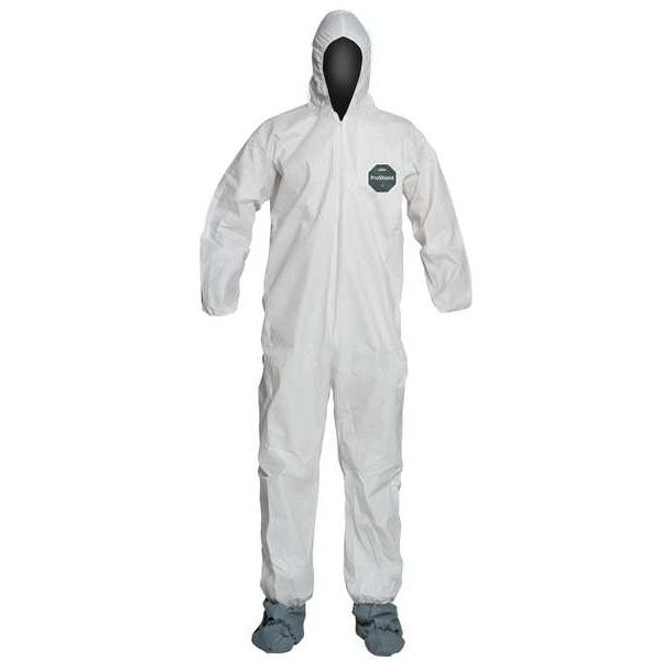 Dupont Disposable Coverall, Hooded, 2XL, ProShield(R) 50, Zipper, Elastic Cuff, Elastic Ankle, Serged Seam - NB122SWH2X002500