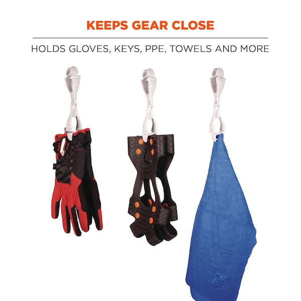 Ergodyne Swivel Glove Clip Holder with Dual Clips 3420, 100 Pairs, Granite, 100PK - 19315-BULK