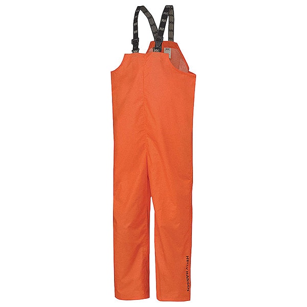 Helly Hansen Rain Bib Overall, Polyester, 31 1/2 in Inseam, 31 in Waist, 35 mil Thickness, Orange, M - 70529_290-M