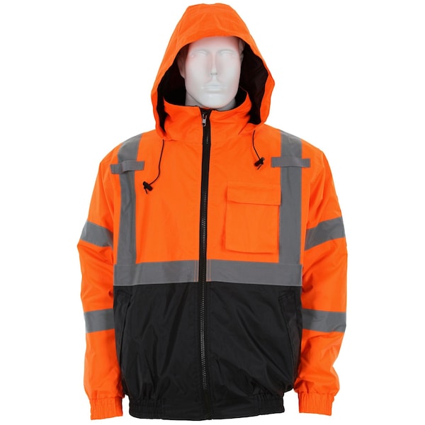 Mcr Safety Hi-Vis Two Tone Bomber Jacket, Polyester, Class 3 Type R, Orange/Black, XL - VBBQCL3OXL