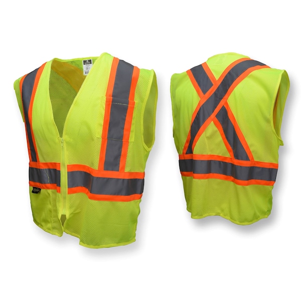 Radians Two-Tone Safety Vest 3XL Class 2 X Back, , Zipper 2 Pockets - SV22X-2ZGM-3X