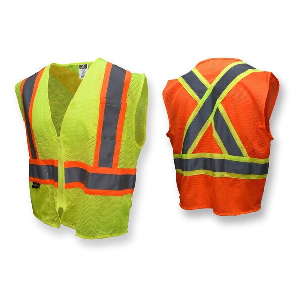Radians Two-Tone Safety Vest 3XL Class 2 X Back, , Zipper 2 Pockets - SV22X-2ZGM-3X
