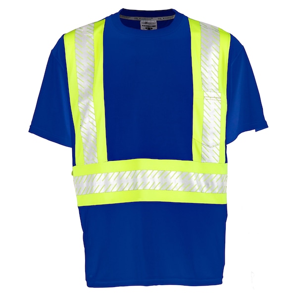 Kishigo XL, Royal Blue, Class 1 Enhanced Visibility Contrast T-Shirt - B202-XL