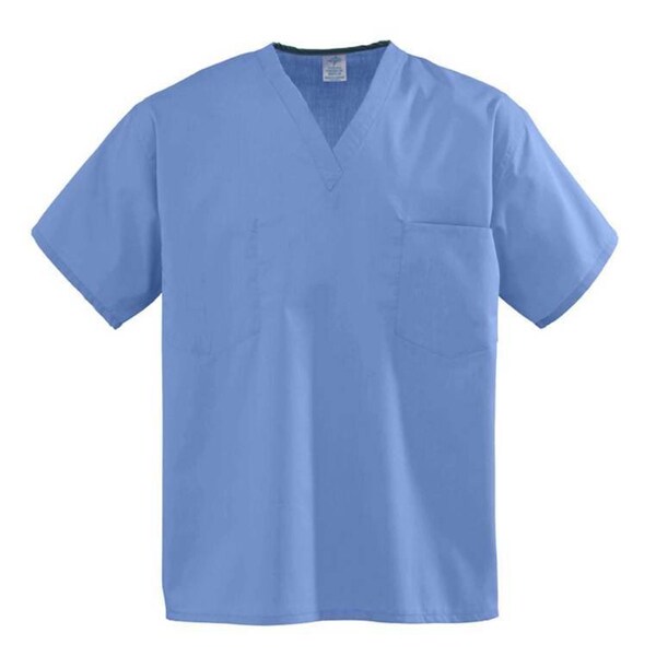 Medline Premier Cloth Scrub Top, X Large, Set In Sleeves, Ceil, Fashion Seal Color Coding - 710PTHXL-CF