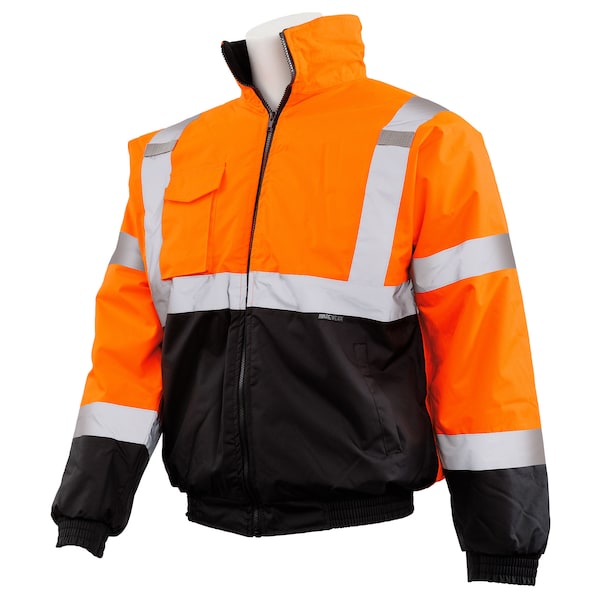 Deltaplus Hi-Vis Quilted Bomber Jacket, 300D Polyester with PU Coating, Class 3 Orange/Black, Xl - 63955