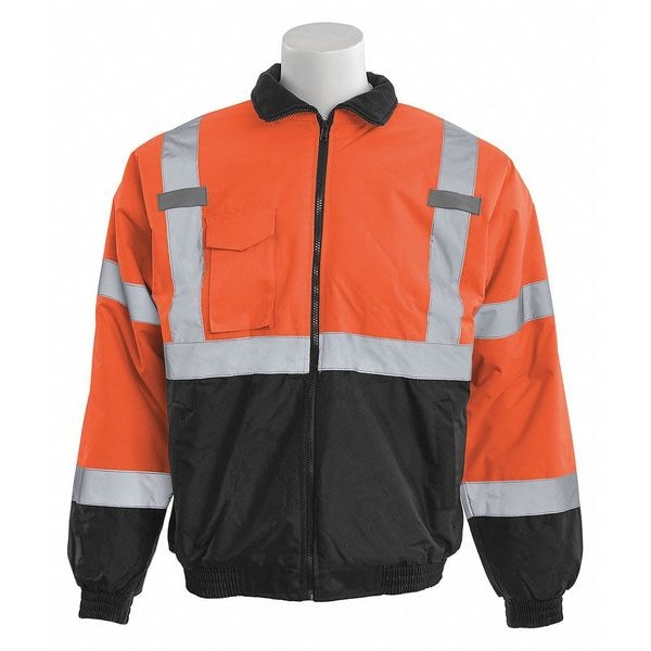 Deltaplus Hi-Vis Quilted Bomber Jacket, 300D Polyester with PU Coating, Class 3 Orange/Black, Xl - 63955