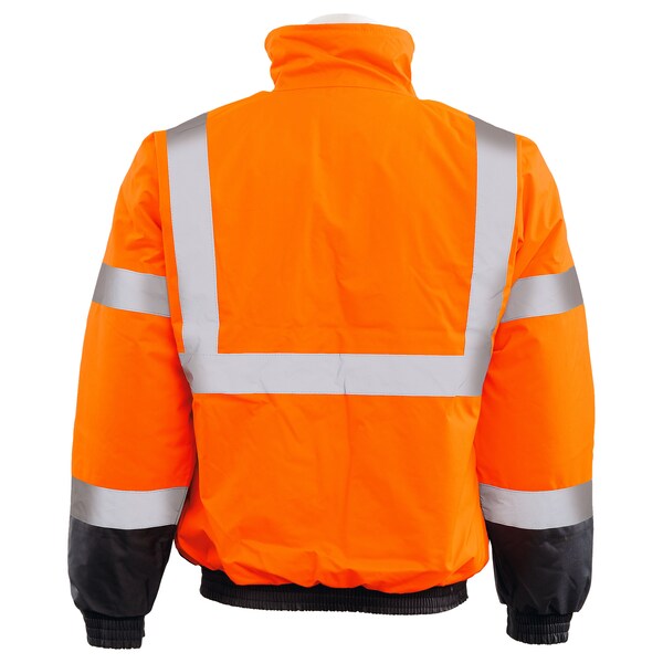Deltaplus Hi-Vis Quilted Bomber Jacket, 300D Polyester with PU Coating, Class 3 Orange/Black, Xl - 63955