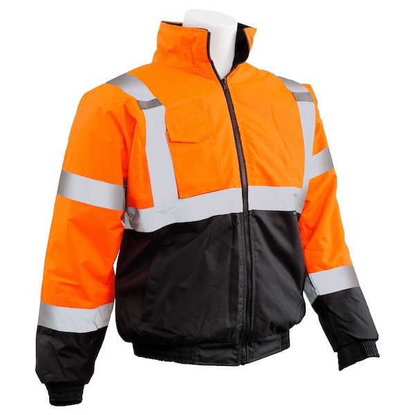 Deltaplus Hi-Vis Quilted Bomber Jacket, 300D Polyester with PU Coating, Class 3 Orange/Black, Xl - 63955