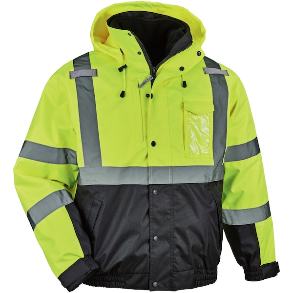 Ergodyne 3-in-1 Bomber Jacket, 300D Oxford Polyester, Class 3 Type R, Hi-Viz Lime, 5XL - 8381