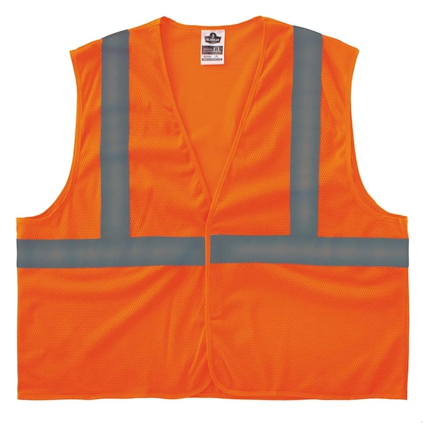 Ergodyne Recycled Hi-Vis Safety Vest, Class 2, Orange, S/M - 8205HL-ECO