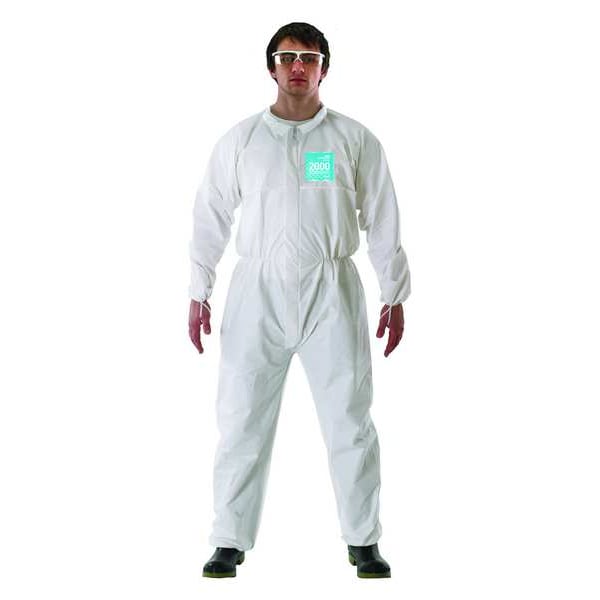 Ansell Disposable Coverall, Collared, 2XL, Microporous Film Laminate, Zipper, Elastic Cuff, Elastic Ankle - 682000