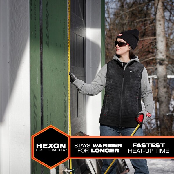 Milwaukee Tool Axis Heated Vest, Polyester, 2 to 8 hours Heating Time, 3 Heat Settings, Black, M - F300B-21M