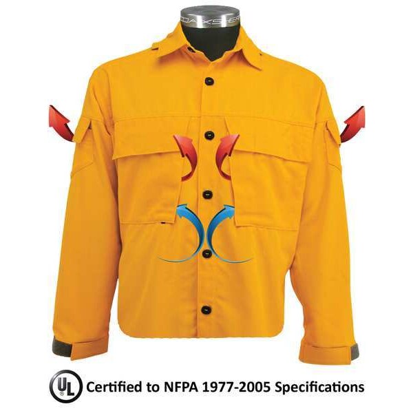 Coaxsher Fire Shirt, TECASAFE(TM) PLUS 700, Velcro Closure, 4 Pocket(s), L - FC100-L