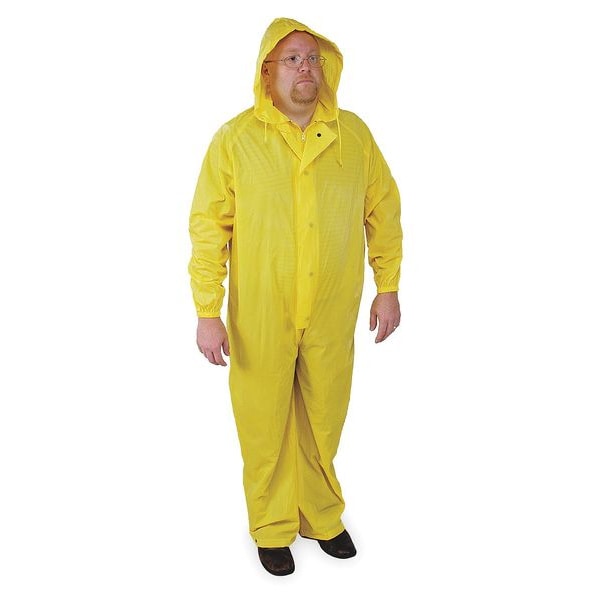 Condor Coverall Rainsuit with Hood, PVC, 10 mil Thick, Attached, Yellow, 4XL - 4PCF6