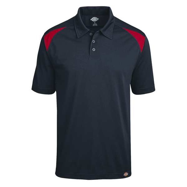 Dickies Men's Short Sleeve Polo, Polyester, Pullover Closure, Black/Red - LS66ER RG L