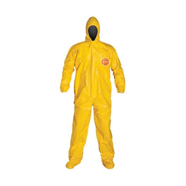 Dupont Chemical Resistant Coverall, Collared, 5XL, Tychem(R) 2000, Adhesive, Elastic Cuff, Elastic Ankle - QC125BYL5X001200